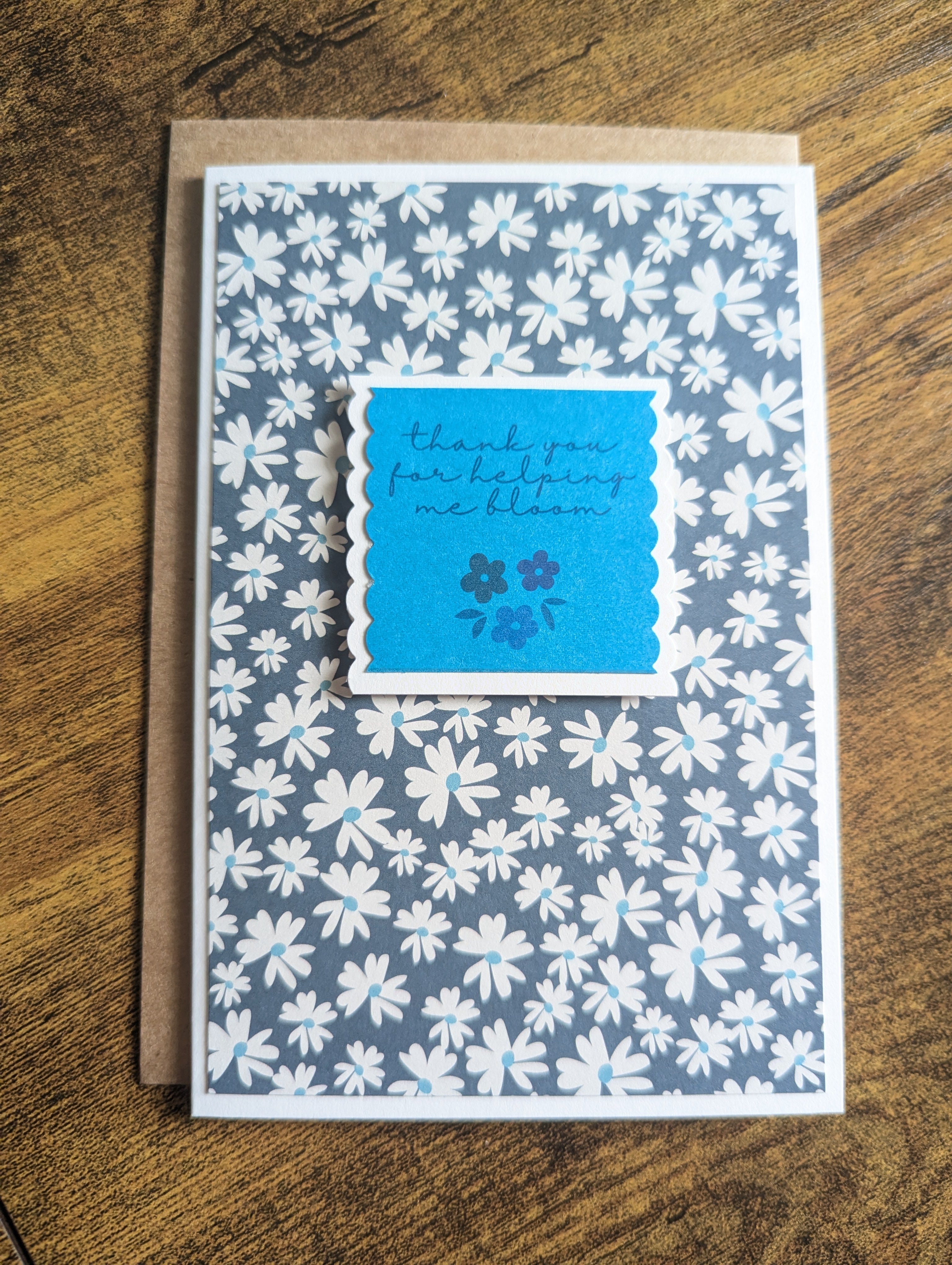 Cosy Greetings: "Thank you for helping me bloom" card